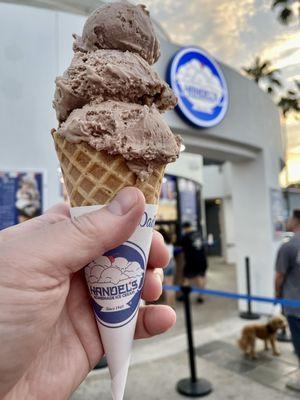 Small French Silk Pie in a waffle cone.