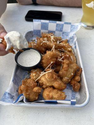 Fried cheese curds with southwest ranch