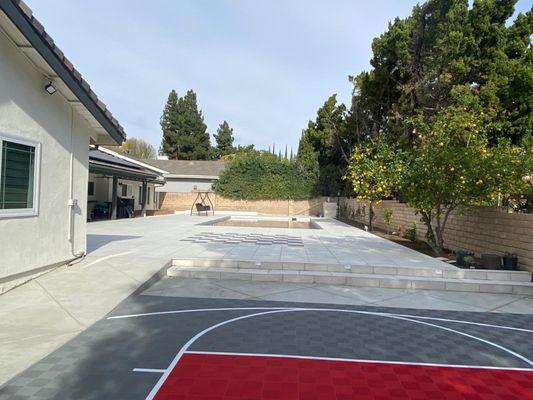 Basketball court & pool backyard