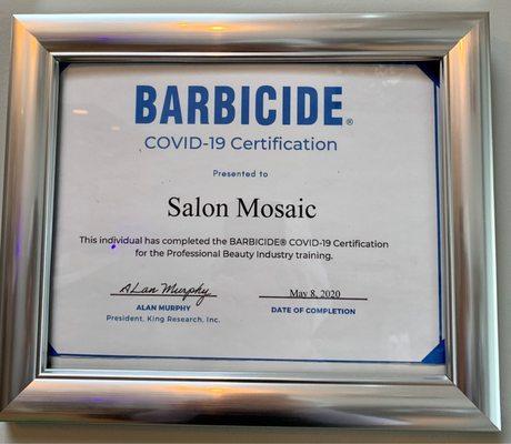 Barbicide COVID Certification!