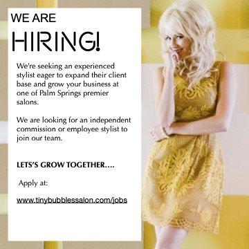 We are Hiring independent commision stylist.