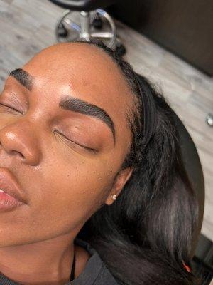 Eyebrow tinting and threading