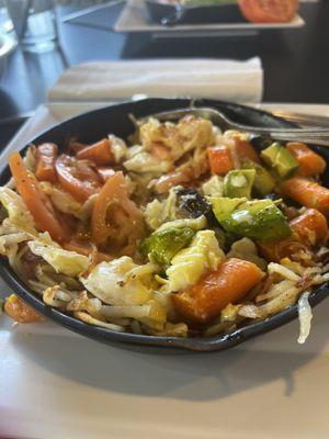 Cali skillet - the carrots were actually delicious. I forgot to take the pic until after I destroyed the presentation!!