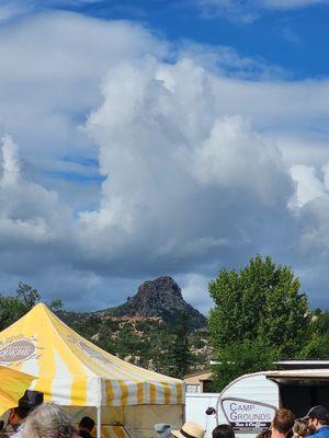 Monsoon sky over Thumb Butte as seen from Prescott's Farmer's Market.