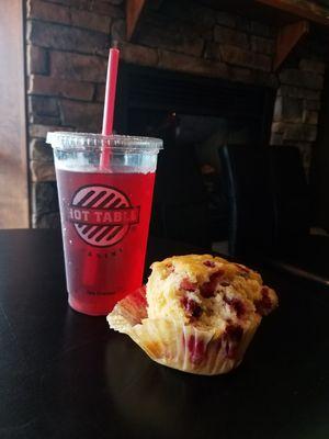 Love their paninis, hibiscus tea and orange raspberry muffin. This place has a cozy vibe with couches and a unlit fireplace.