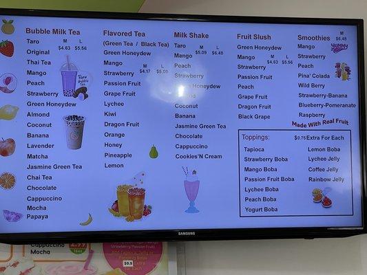 Drink menu