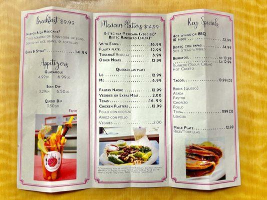 The menu