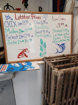 Lobster & crab prices