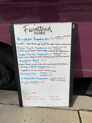 Food truck menu