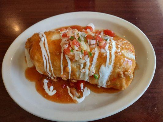 Smothered breakfast burrito