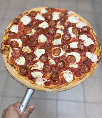 Margherita pizza with pepperoni