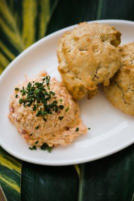 Handmade Buttermilk Drop Biscuits with Pimento Cheese Spread