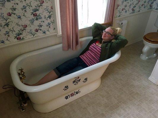 Couldn't resist! Not sure about taking a bath in a shared bathroom. Haha! Reminds me of those old western films!