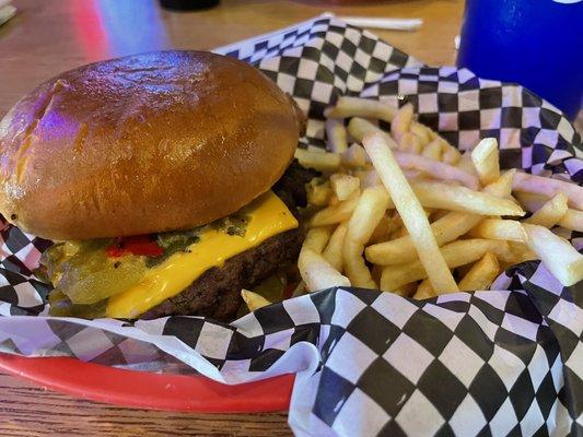 Green Chili Cheese Burger