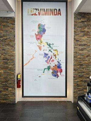 Wall print of the 3 large islands in the Phil's, LUZon, VIsayas and MINDAnao.