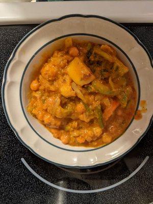 The vegetable curry comes mild, but even medium spicy is still pretty tame.