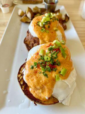 Crab eggs Benedict