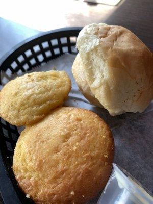 Cornbread rolls and regular rolls