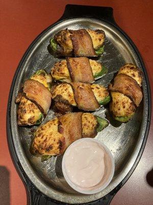 Huge bacon wrapped jalapeño poppers