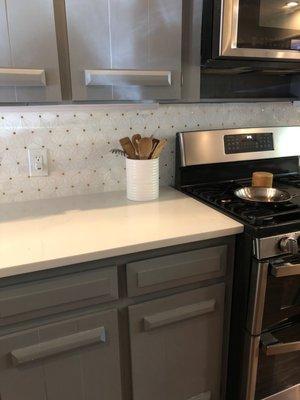 My backsplash came out wonderful! And my quartz countertops look great with the option.