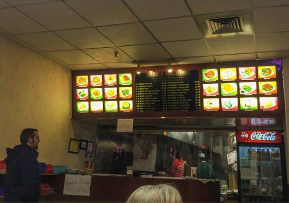 Counter and menu.