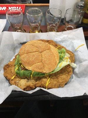 Their pork tenderloin sandwich. Comes with fries!