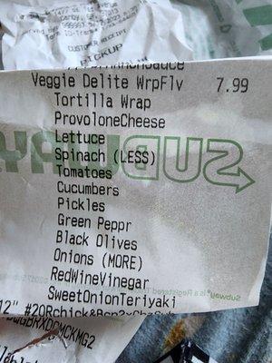 Show me where I ordered VEGGIE PATTY