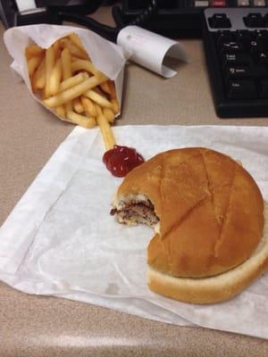 One of my two burgers and the fries