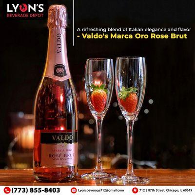 Refresh your taste buds with Valdo's Marca Oro Rose Brut from #LyonsBeverageDepot. This sparkling Italian rose has the perfect balance