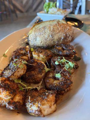 Blackened shrimp dinner.