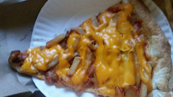 Scotto fries pizza slice.