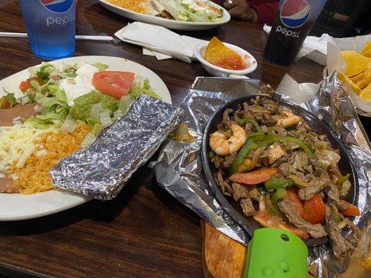 Shrimp and steak fajita.