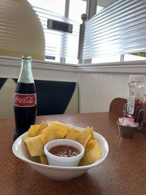 Chips and salsa; Mexican Coke