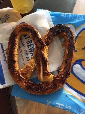 don't go to this auntie anne's...they say it not burnt and if you wait for another 20 mins it's going to come out the same thing....