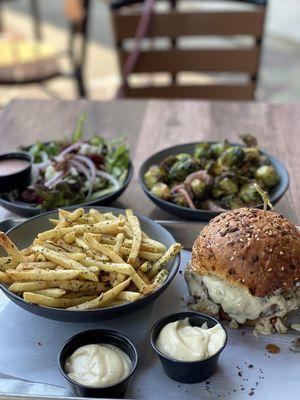 Truffle fries, Viking Burger, Brussels sprouts, and Beet Salad!