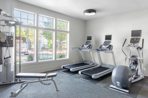 Indoor Community Gym With Treadmills And Windows