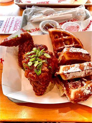 Honey Garlic Chicken & Waffles