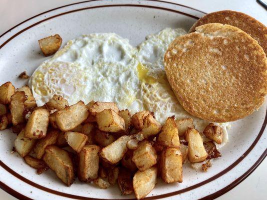 2 eggs over medium with English muffin