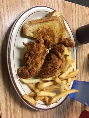 Chicken strip basket - 4 chicken strips, fries, and Texas toast