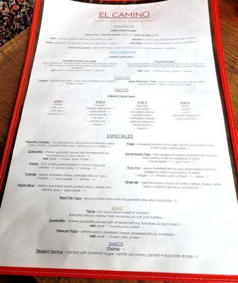 El Camino New Menu