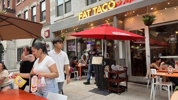 Restaurant patio.