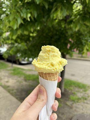 Kids Size Lemon Custard on a Sugar Cone