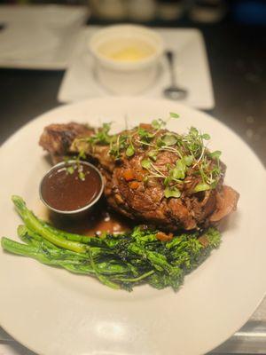 The colossal pork shank with broccolini