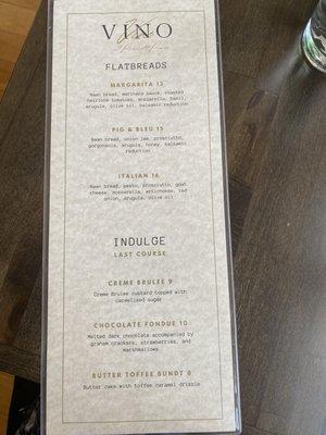 Flatbread menu