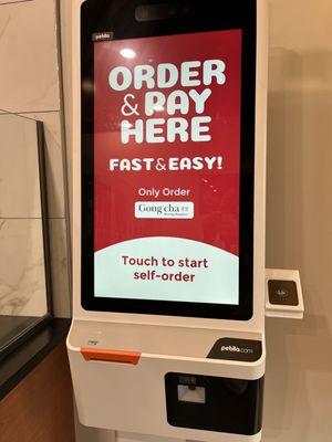 Cool [card-only] kiosk to place orders and to customize drinks!