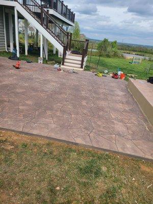 Stamped concrete.