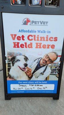 Next vet clinic on Nov 20 2022, Dec 4 2022 and Dec 18 2022.