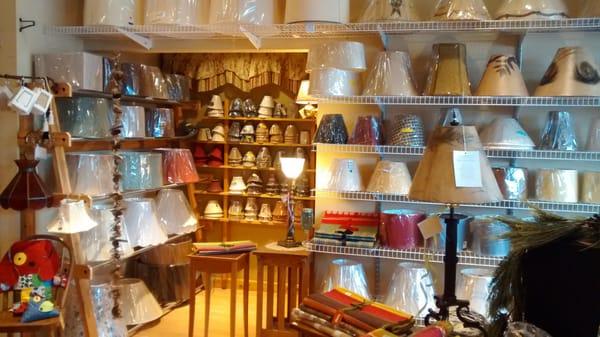 We have a variety of lampshades in stock and custom styles and sizes can be ordered.