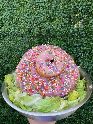 Pink King Donut and Regular Cake Donut