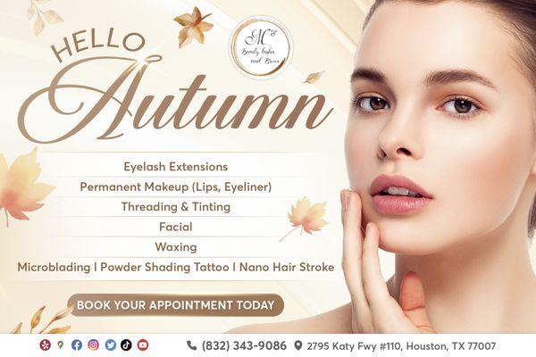 HELLO AUTUMN: Special Beauty Services Await! 
M's Beauty Lashes & Brows offers a range of beauty services that will make you feel beaut